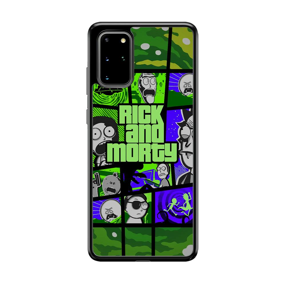 Rick and Morty Shapes of Gaming Samsung Galaxy S20 Plus Case-Rubber Black (2D Case)-Oxvistore