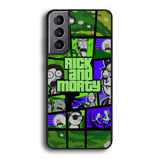 Rick and Morty Shapes of Gaming Samsung Galaxy S24 Case-Rubber Black (2D Case)-Oxvistore
