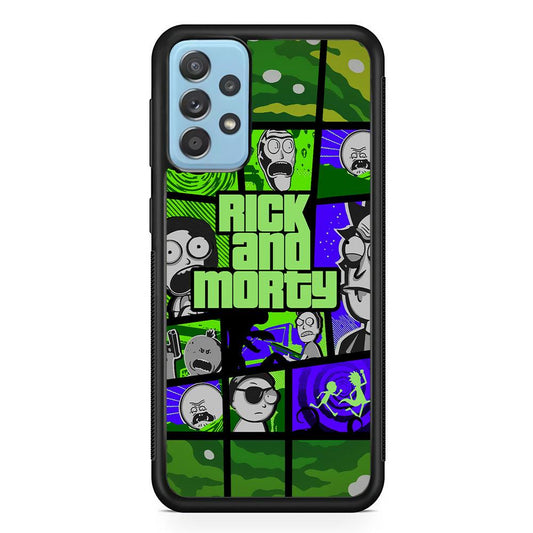 Rick and Morty Shapes of Gaming Samsung Galaxy A72 Case-Rubber Black (2D Case)-Oxvistore