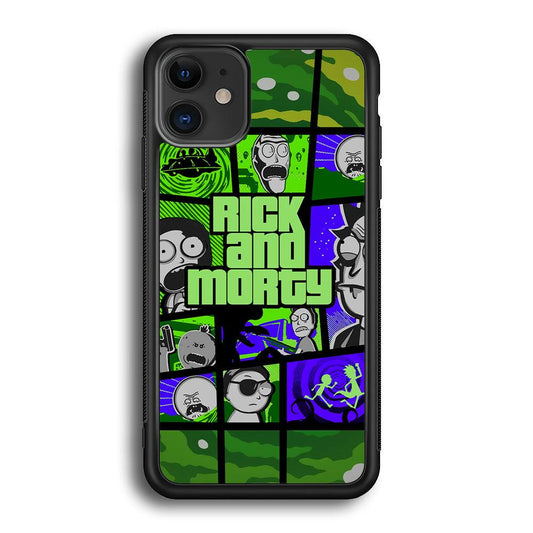 Rick and Morty Shapes of Gaming iPhone 11 Case-Rubber Black (2D Case)-Oxvistore