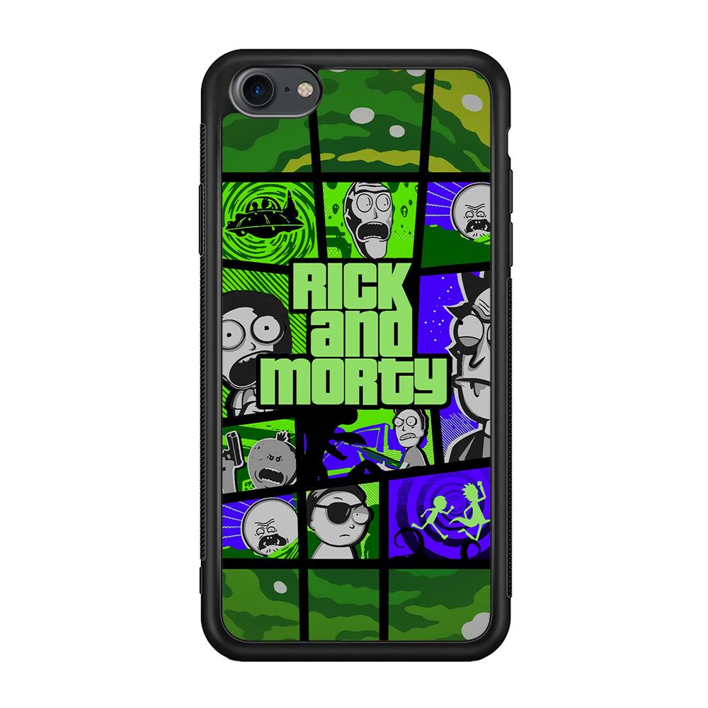 Rick and Morty Shapes of Gaming iPhone 7 Case-Rubber Black (2D Case)-Oxvistore