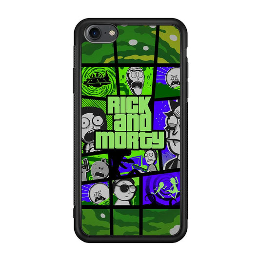 Rick and Morty Shapes of Gaming iPhone 7 Case-Rubber Black (2D Case)-Oxvistore