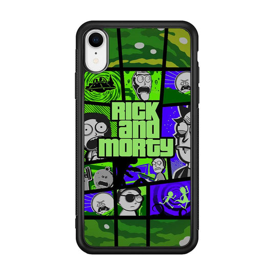 Rick and Morty Shapes of Gaming iPhone XR Case-Rubber Black (2D Case)-Oxvistore