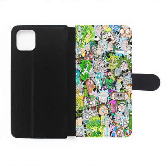 Rick and Morty Sticker Collection Flip Wallet Phone Case