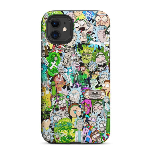 Rick and Morty Sticker Collection 2 in 1 Tough Phone Case-Oxvistore
