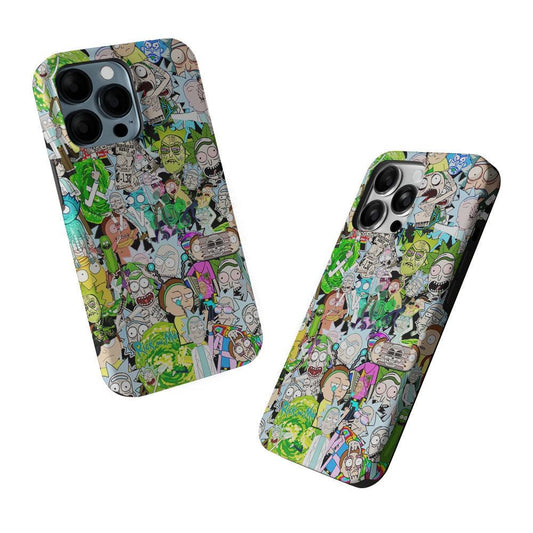 Rick and Morty Sticker Collection 2 in 1 Tough Phone Case-Oxvistore
