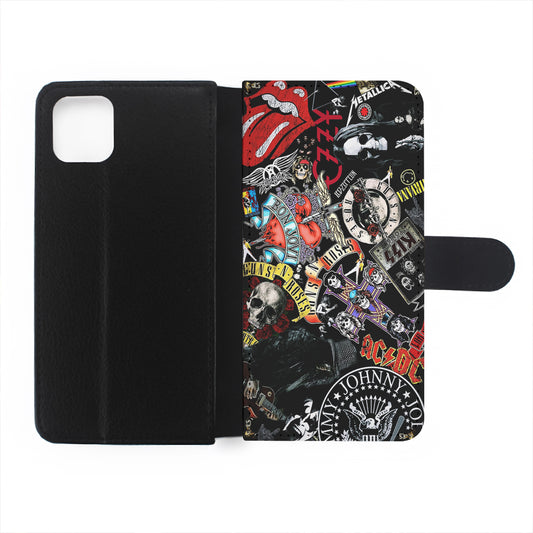 Rock Bands Logo Collage Flip Wallet Phone Case