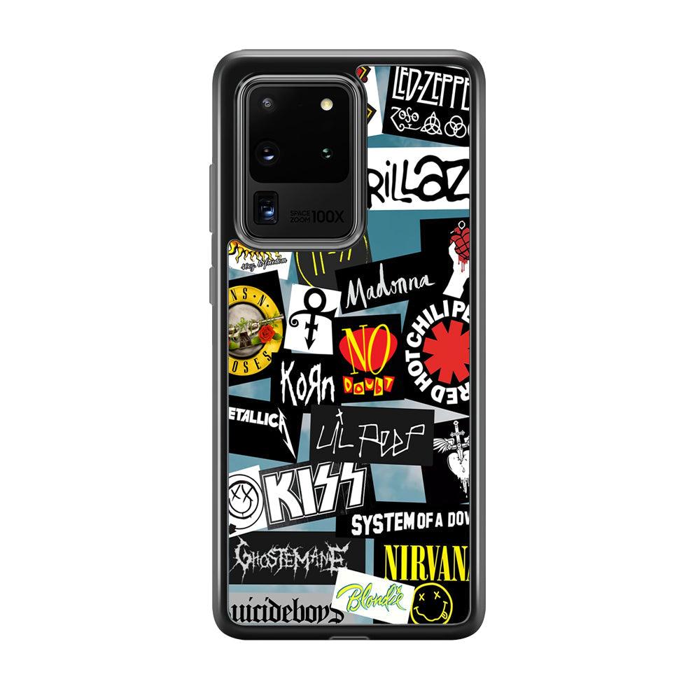 Rock's Band Famous Label Samsung Galaxy S20 Ultra Case-Rubber Black (2D Case)-Oxvistore