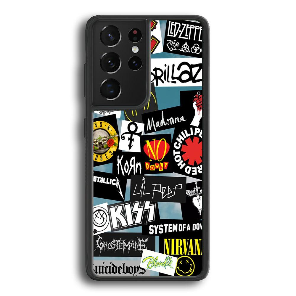 Rock's Band Famous Label Samsung Galaxy S24 Ultra Case-Rubber Black (2D Case)-Oxvistore