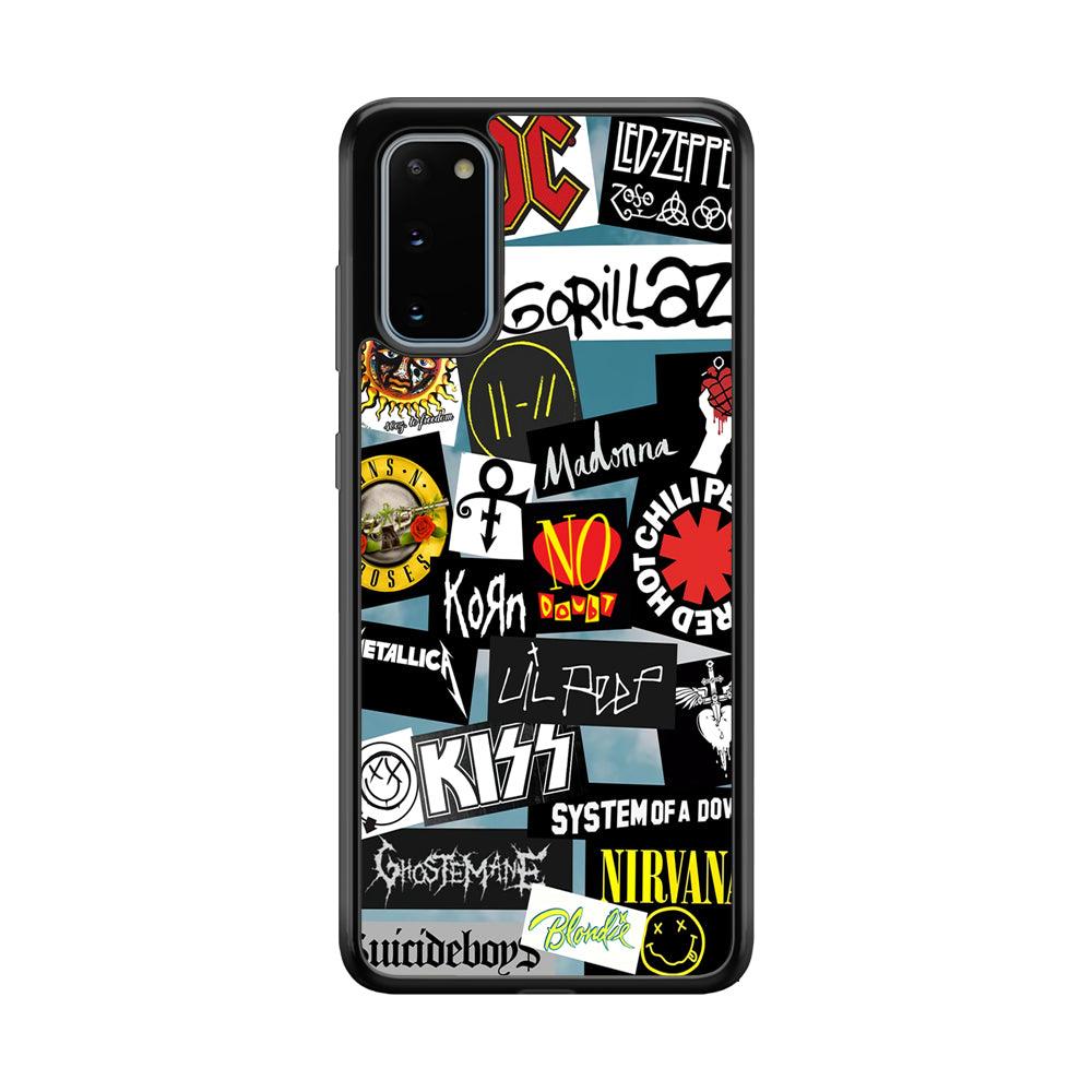 Rock's Band Famous Label Samsung Galaxy S20 Case-Rubber Black (2D Case)-Oxvistore