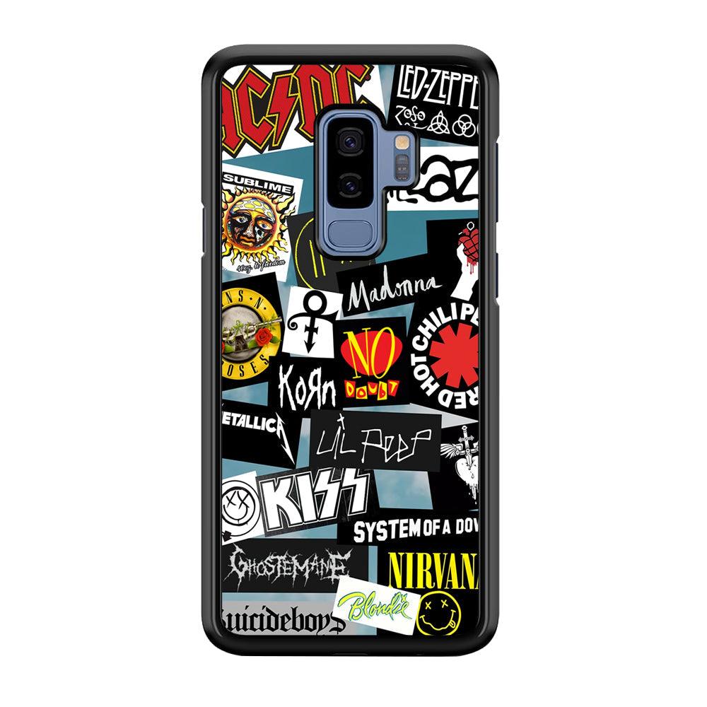 Rock's Band Famous Label Samsung Galaxy S9 Plus Case-Rubber Black (2D Case)-Oxvistore