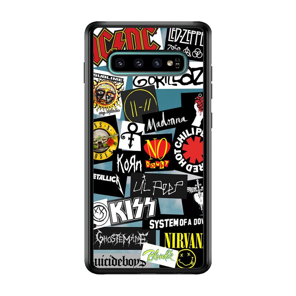 Rock's Band Famous Label Samsung Galaxy S10 Case-Rubber Black (2D Case)-Oxvistore