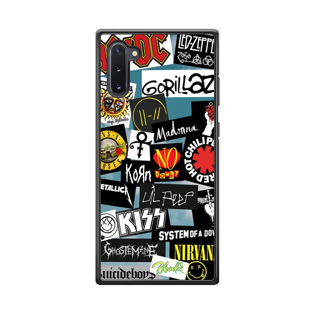 Rock's Band Famous Label Samsung Galaxy Note 10 Case-Rubber Black (2D Case)-Oxvistore