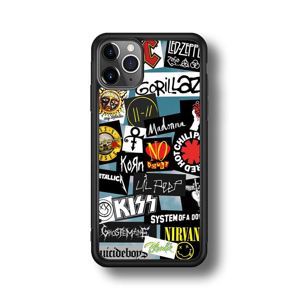 Rock's Band Famous Label iPhone 11 Pro Max Case-Rubber Black (2D Case)-Oxvistore