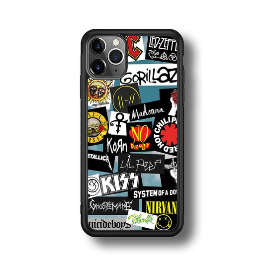 Rock's Band Famous Label iPhone 11 Pro Max Case-Rubber Black (2D Case)-Oxvistore