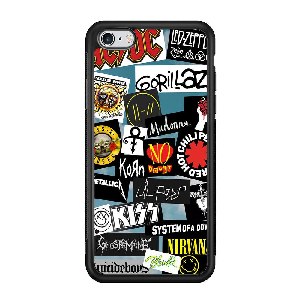 Rock's Band Famous Label iPhone 6 Plus | 6s Plus Case-Rubber Black (2D Case)-Oxvistore