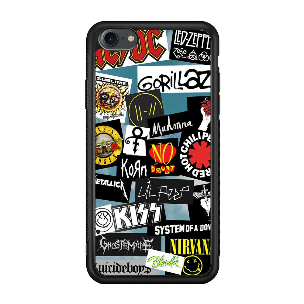 Rock's Band Famous Label iPhone 7 Case-Rubber Black (2D Case)-Oxvistore