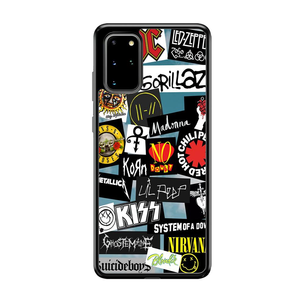 Rock's Band Famous Label Samsung Galaxy S20 Plus Case-Rubber Black (2D Case)-Oxvistore