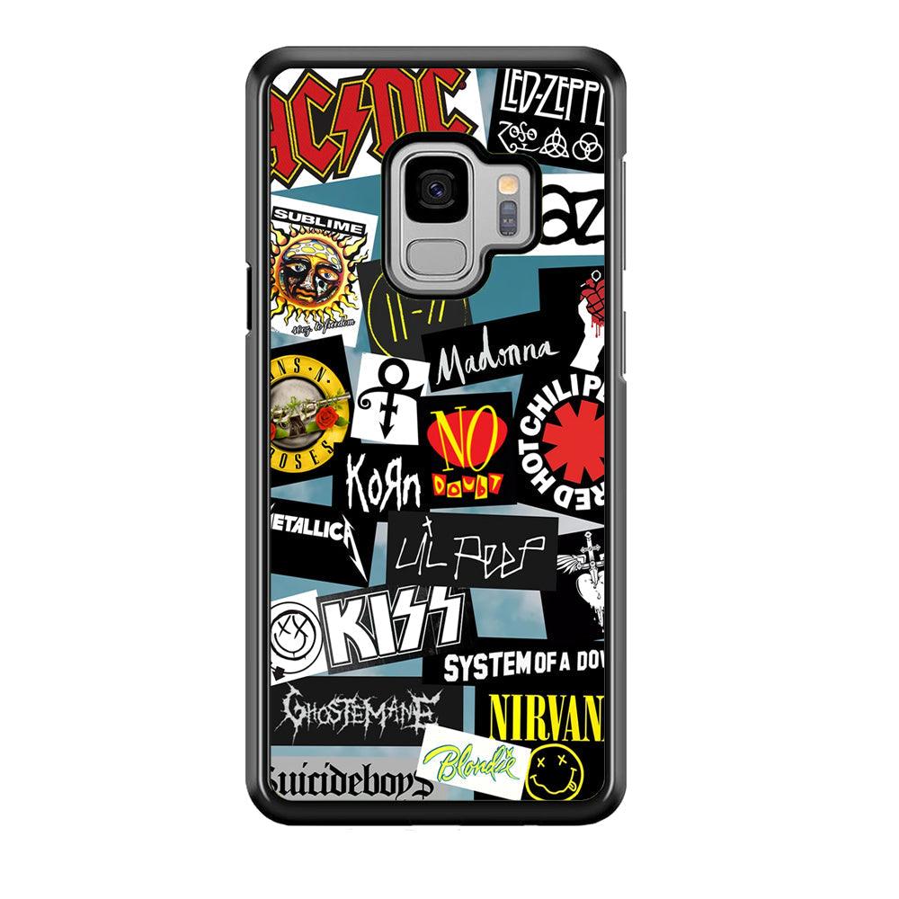 Rock's Band Famous Label Samsung Galaxy S9 Case-Rubber Black (2D Case)-Oxvistore