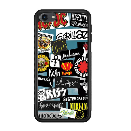 Rock's Band Famous Label iPod Touch 6 Case-Rubber Black (2D Case)-Oxvistore