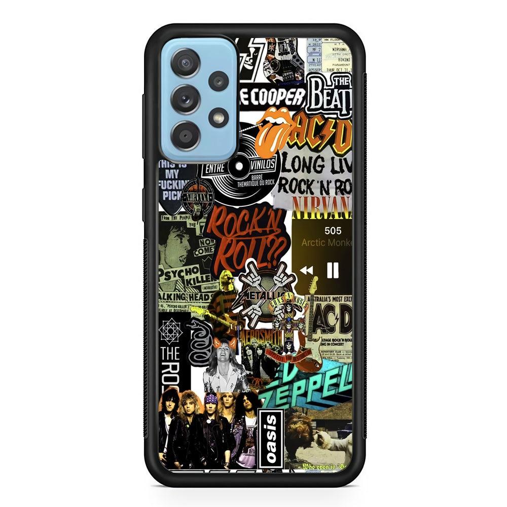 Rock's Band Historical Touch Collage Samsung Galaxy A52 Case-Rubber Black (2D Case)-Oxvistore