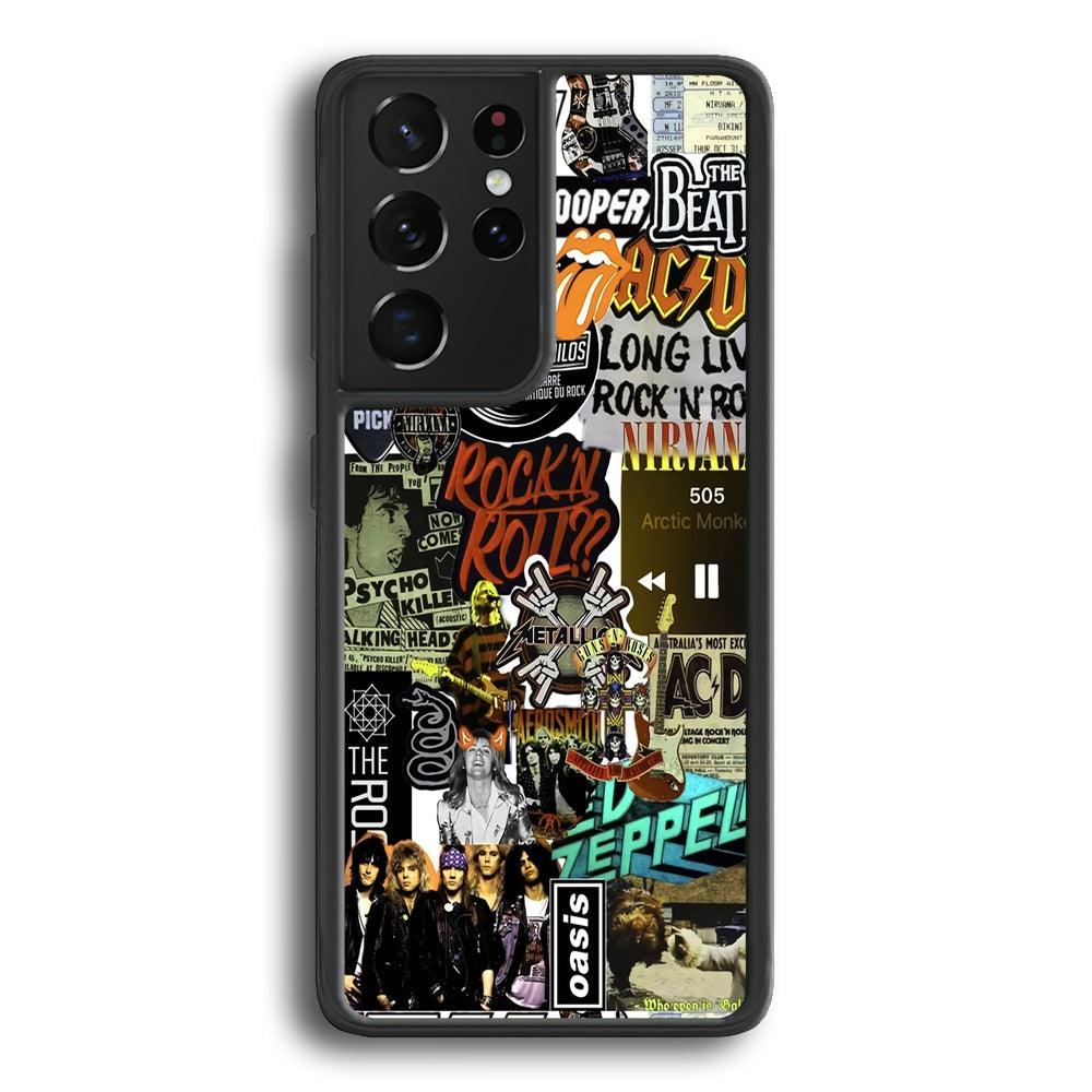 Rock's Band Historical Touch Collage Samsung Galaxy S21 Ultra Case-Rubber Black (2D Case)-Oxvistore
