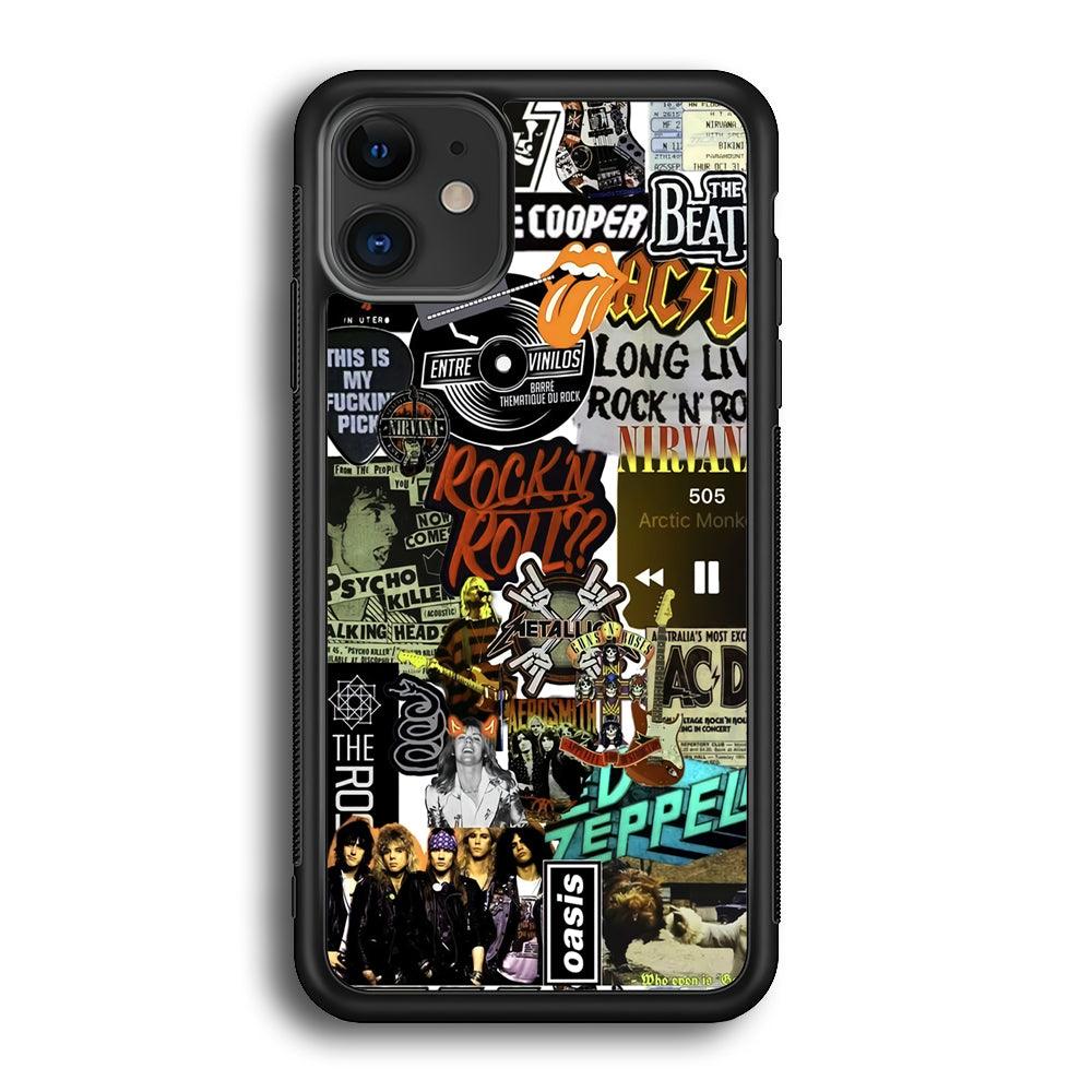 Rock's Band Historical Touch Collage iPhone 12 Case-Rubber Black (2D Case)-Oxvistore
