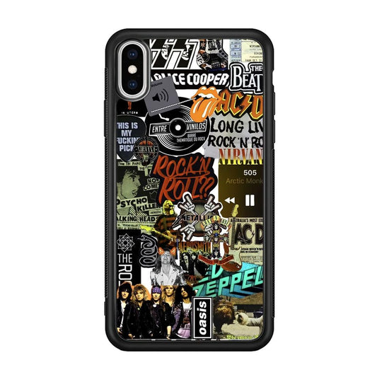 Rock's Band Historical Touch Collage iPhone X Case-Rubber Black (2D Case)-Oxvistore