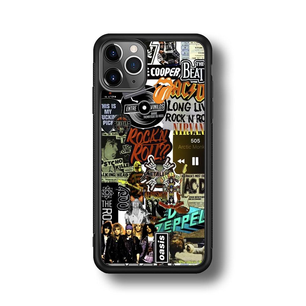 Rock's Band Historical Touch Collage iPhone 11 Pro Max Case-Rubber Black (2D Case)-Oxvistore