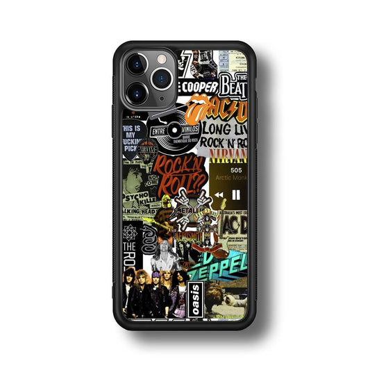 Rock's Band Historical Touch Collage iPhone 11 Pro Max Case-Rubber Black (2D Case)-Oxvistore