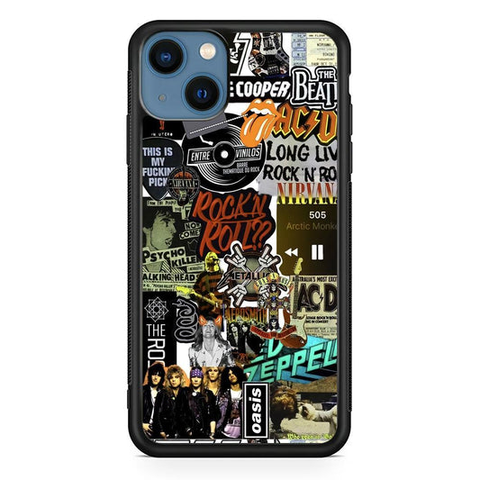 Rock's Band Historical Touch Collage iPhone 14 Case-Rubber Black (2D Case)-Oxvistore