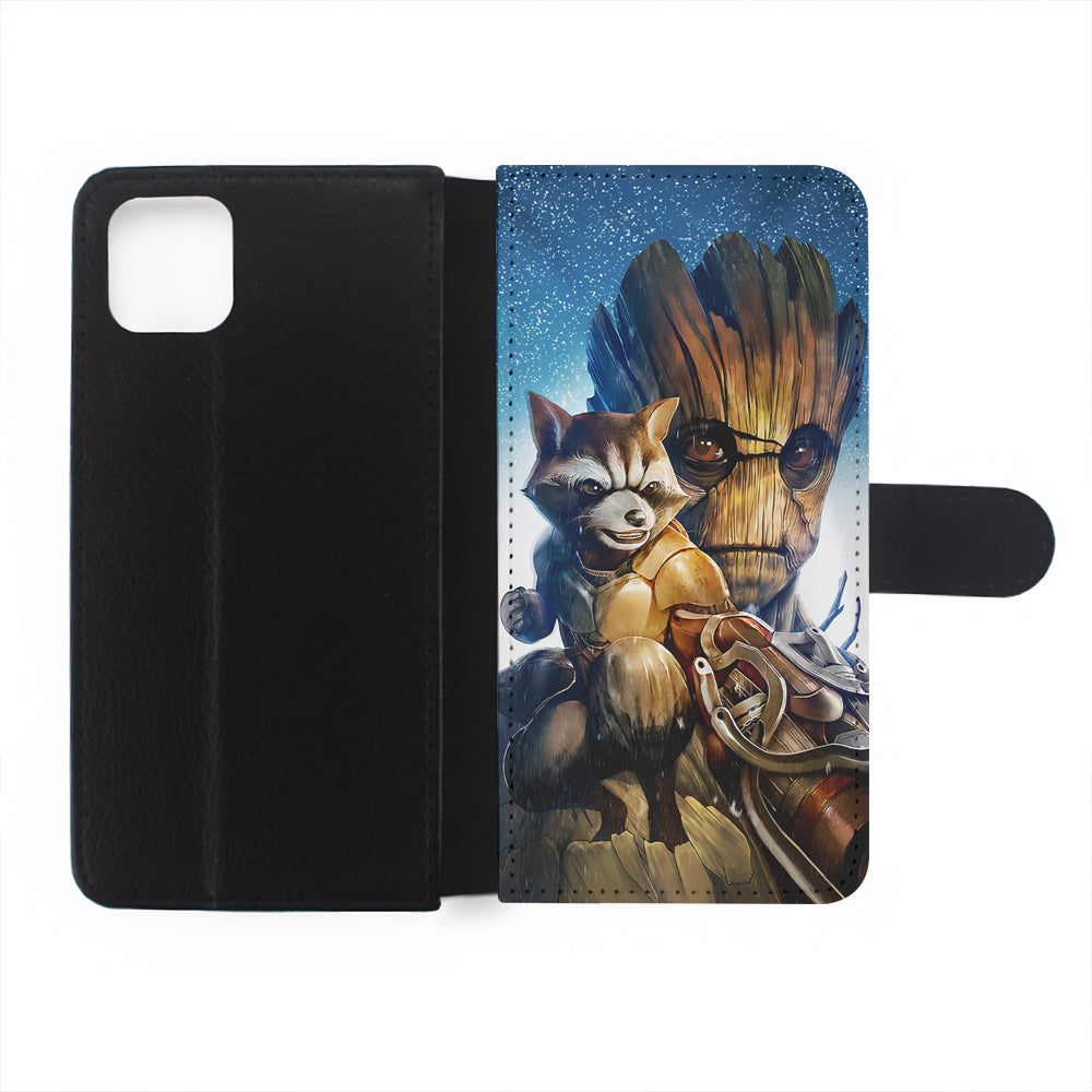 Rocket Raccoon and Groot Flip Wallet Phone Case