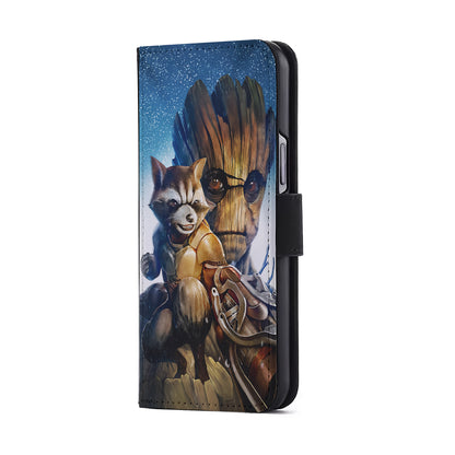 Rocket Raccoon and Groot Flip Wallet Phone Case