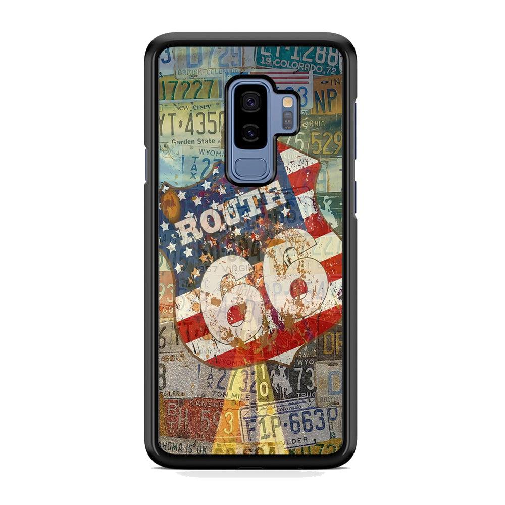 Route 66 Classic Plate Samsung Galaxy S9 Plus Case-Rubber Black (2D Case)-Oxvistore