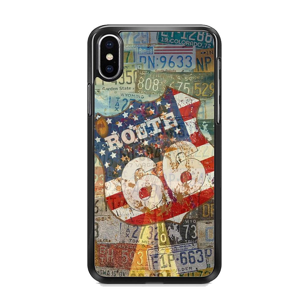 Route 66 Classic Plate iPhone X Case-Tempered Glass Case-Oxvistore