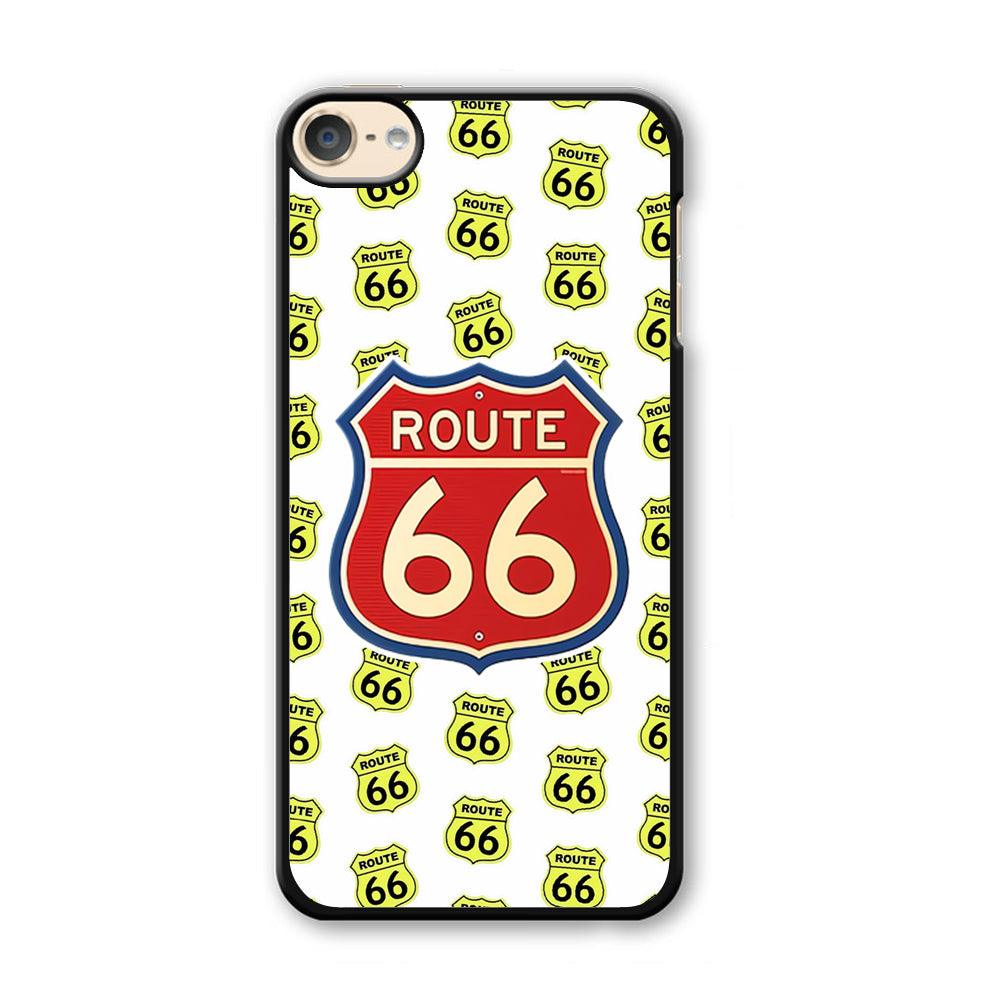 Route 66 Yellow Patern iPod Touch 6 Case-Plastic Black (2D Case)-Oxvistore