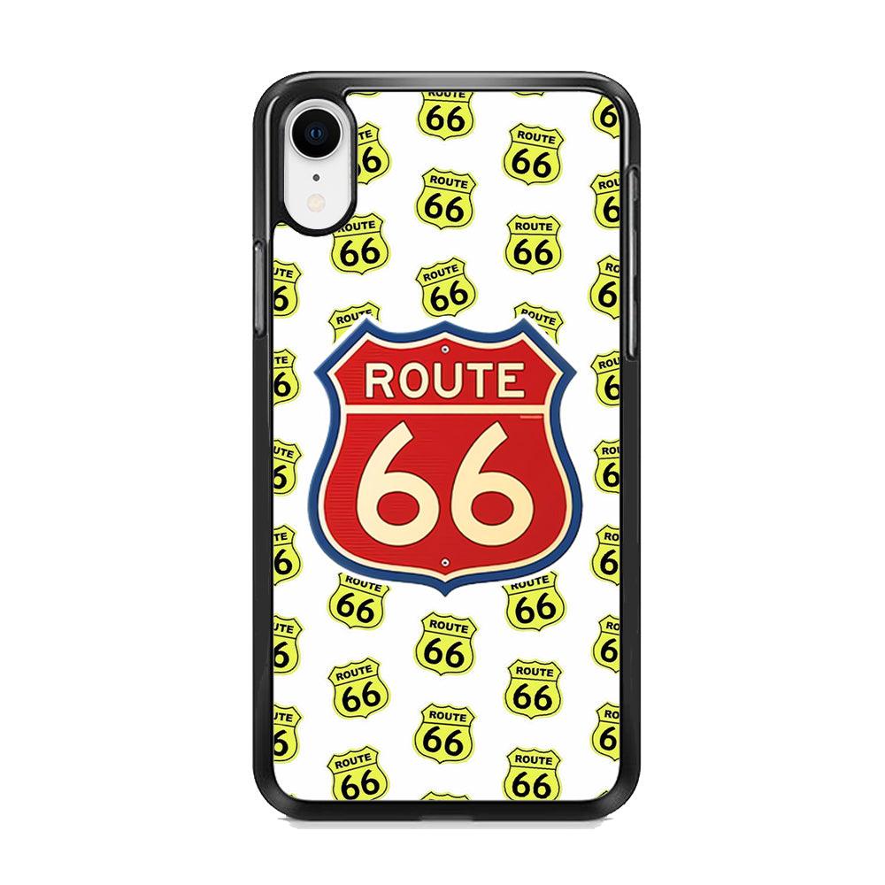 Route 66 Yellow Patern iPhone XR Case-Rubber Black (2D Case)-Oxvistore