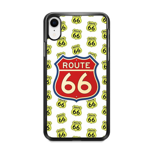Route 66 Yellow Patern iPhone XR Case-Rubber Black (2D Case)-Oxvistore