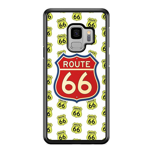 Route 66 Yellow Patern Samsung Galaxy S9 Case-Rubber White (2D Case)-Oxvistore