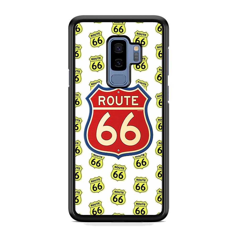 Route 66 Yellow Patern Samsung Galaxy S9 Plus Case-Rubber White (2D Case)-Oxvistore
