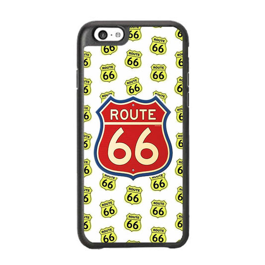 Route 66 Yellow Patern iPhone 6 Plus | 6s Plus Case-Rubber White (2D Case)-Oxvistore