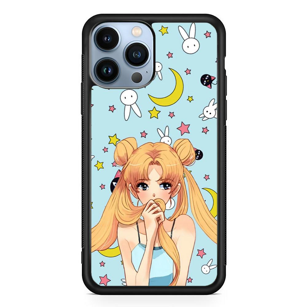 Sailor Moon Day to Relax iPhone 13 Pro Max Case-Rubber Black (2D Case)-Oxvistore