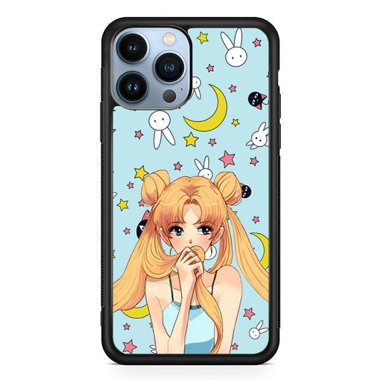 Sailor Moon Day to Relax iPhone 13 Pro Max Case-Rubber Black (2D Case)-Oxvistore