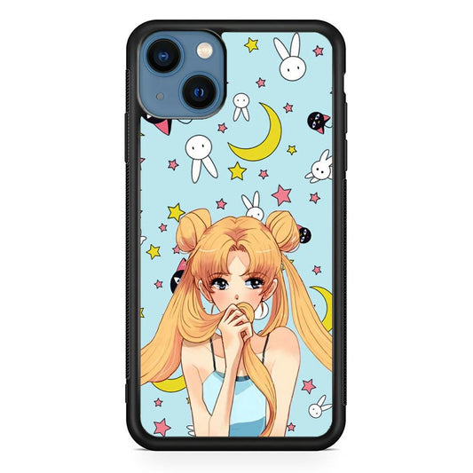 Sailor Moon Day to Relax iPhone 15 Case-Rubber Black (2D Case)-Oxvistore