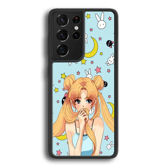 Sailor Moon Day to Relax Samsung Galaxy S23 Ultra Case-Rubber Black (2D Case)-Oxvistore