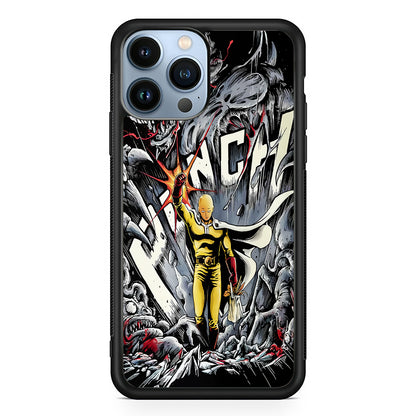 Saitama Hits The Monsters 2D Rubber Phone Case