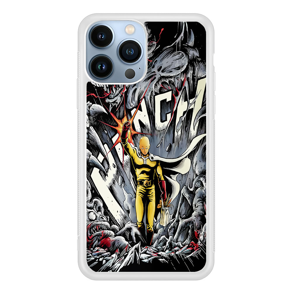 Saitama Hits The Monsters 2D Rubber Phone Case