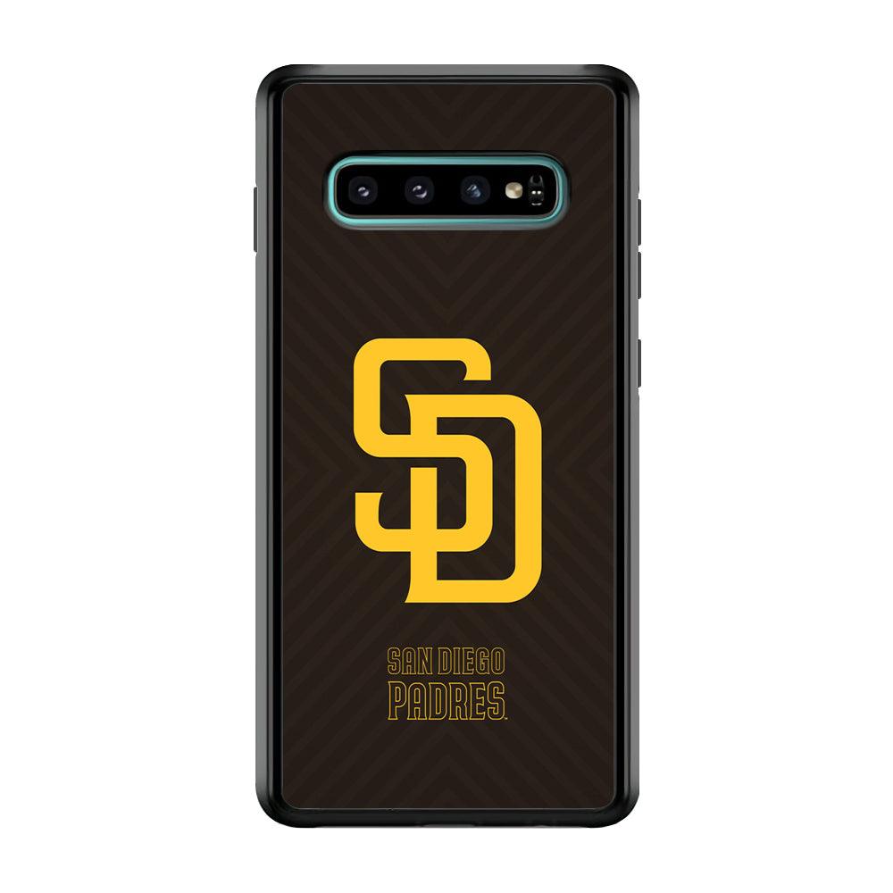 San Diego Padres Shape and Emblem Samsung Galaxy S10 Plus Case-Rubber Black (2D Case)-Oxvistore