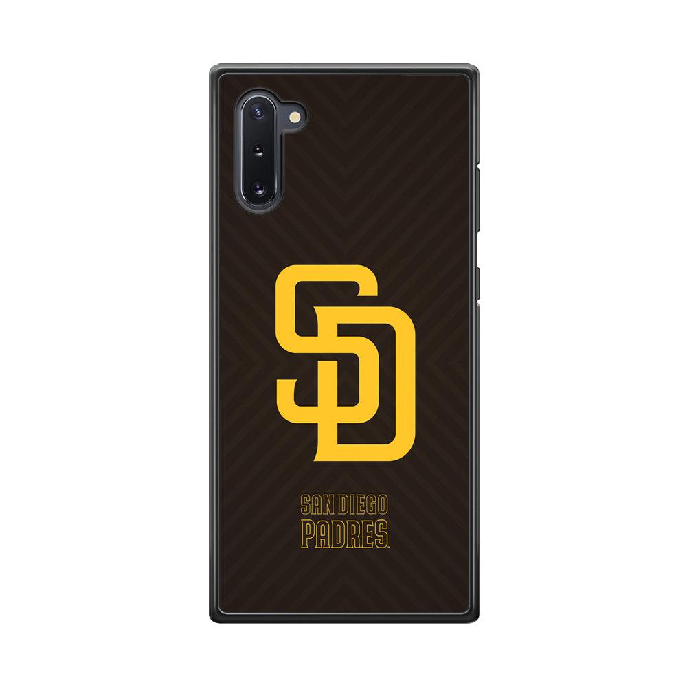 San Diego Padres Shape and Emblem Samsung Galaxy Note 10 Case-Rubber Black (2D Case)-Oxvistore