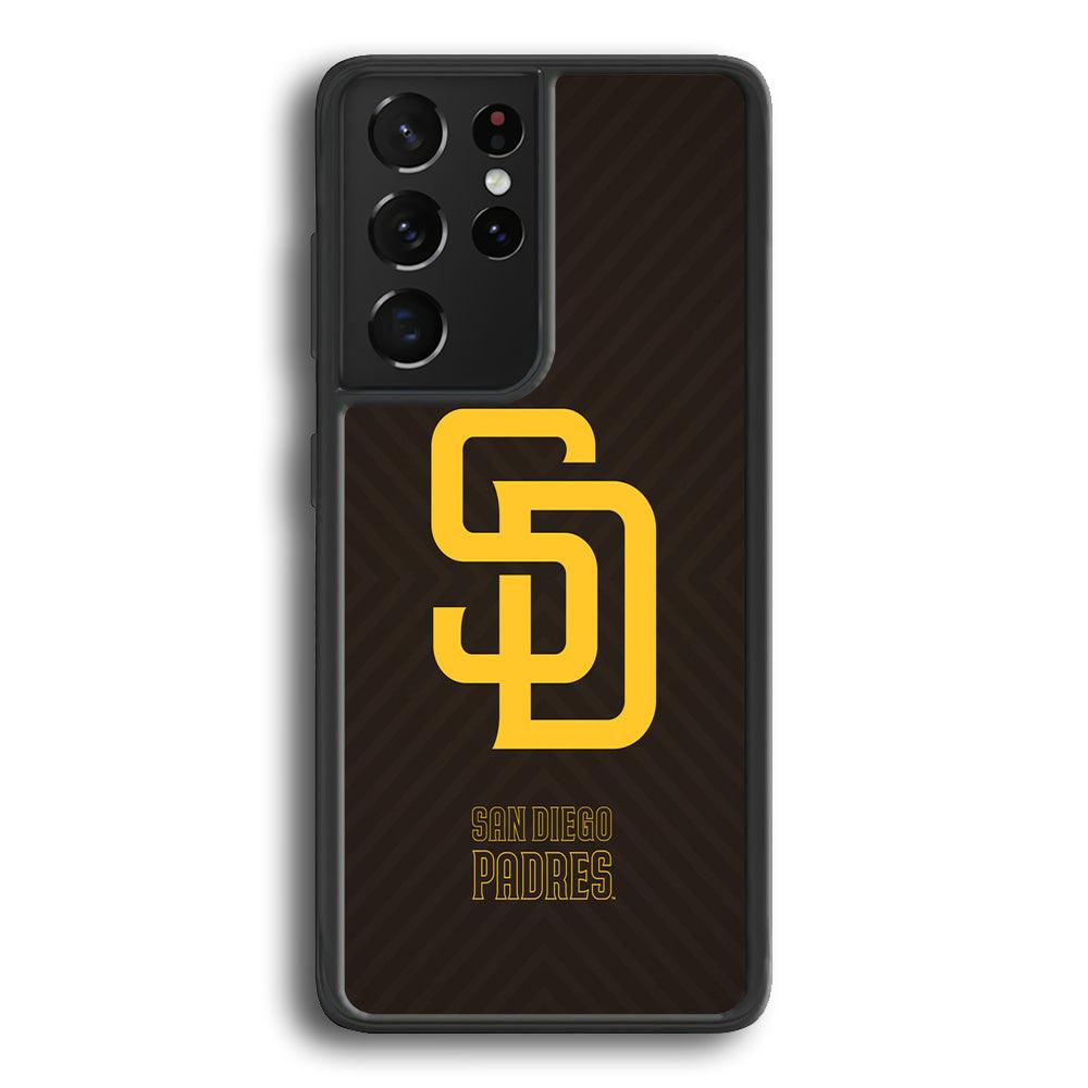 San Diego Padres Shape and Emblem Samsung Galaxy S24 Ultra Case-Rubber Black (2D Case)-Oxvistore
